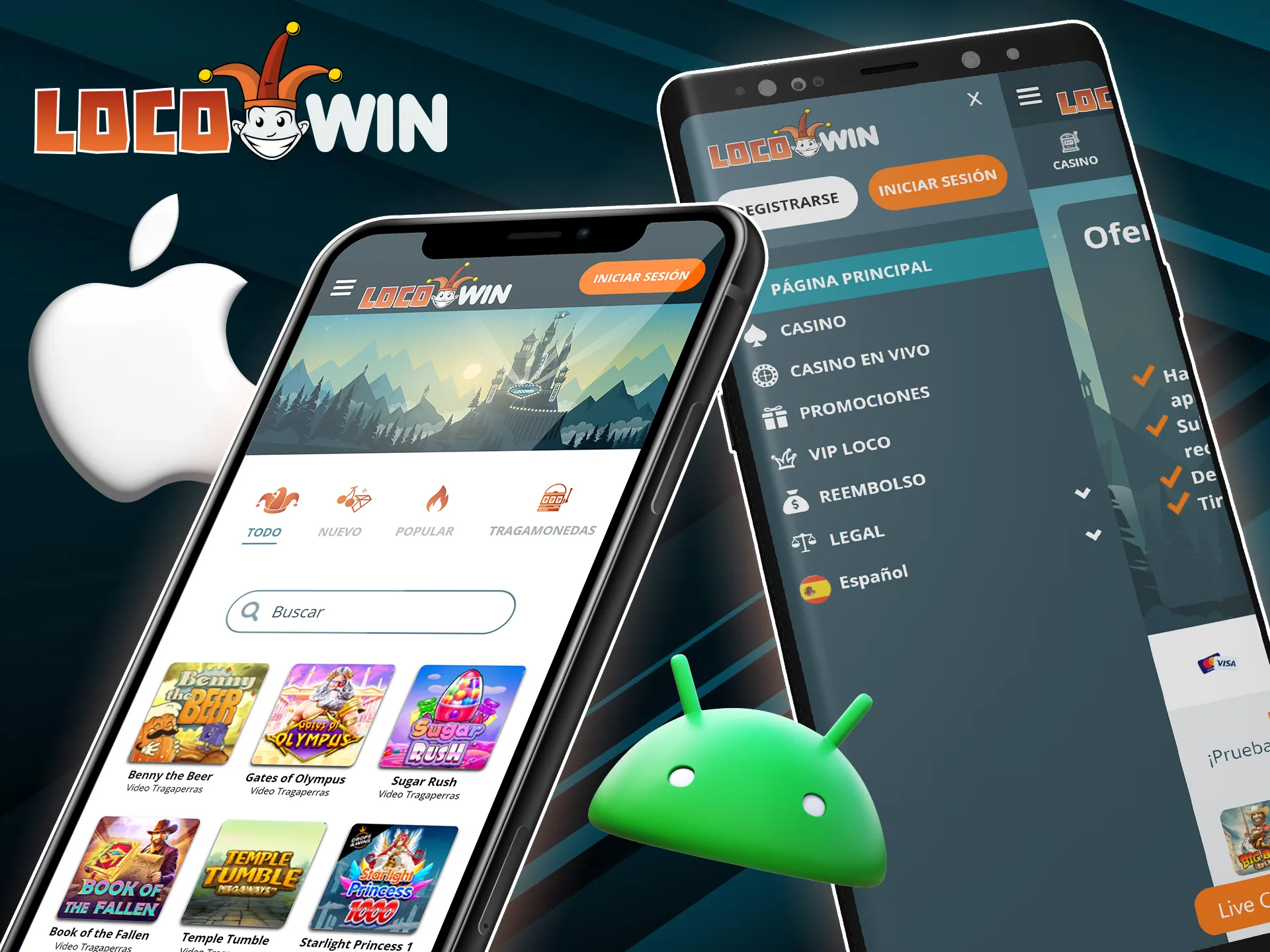 Juega a LocoWin directamente desde tu navegador móvil desde dispositivos Android o iOS.