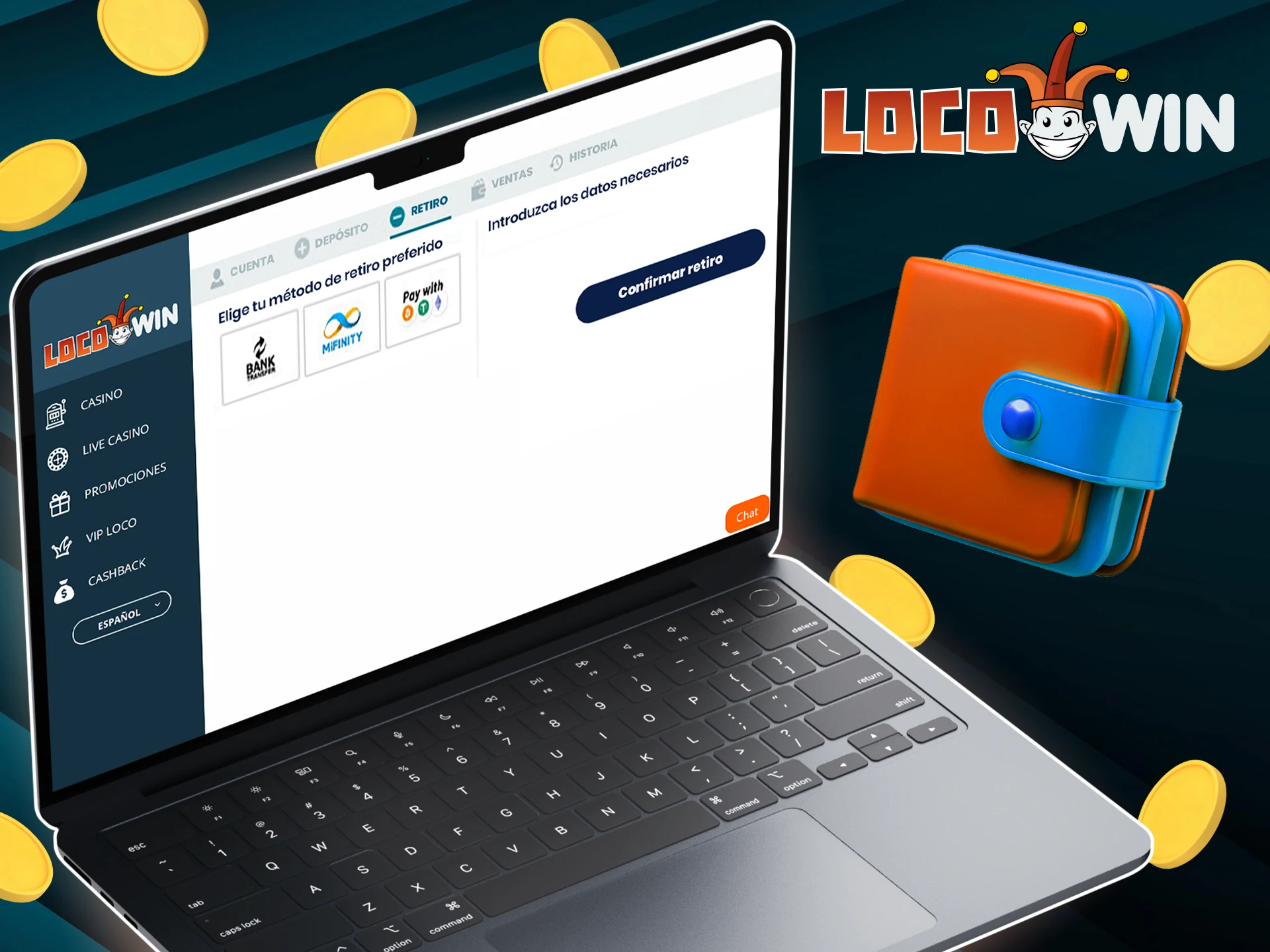 Retira fondos de LocoWin sin problemas leyendo las instrucciones.