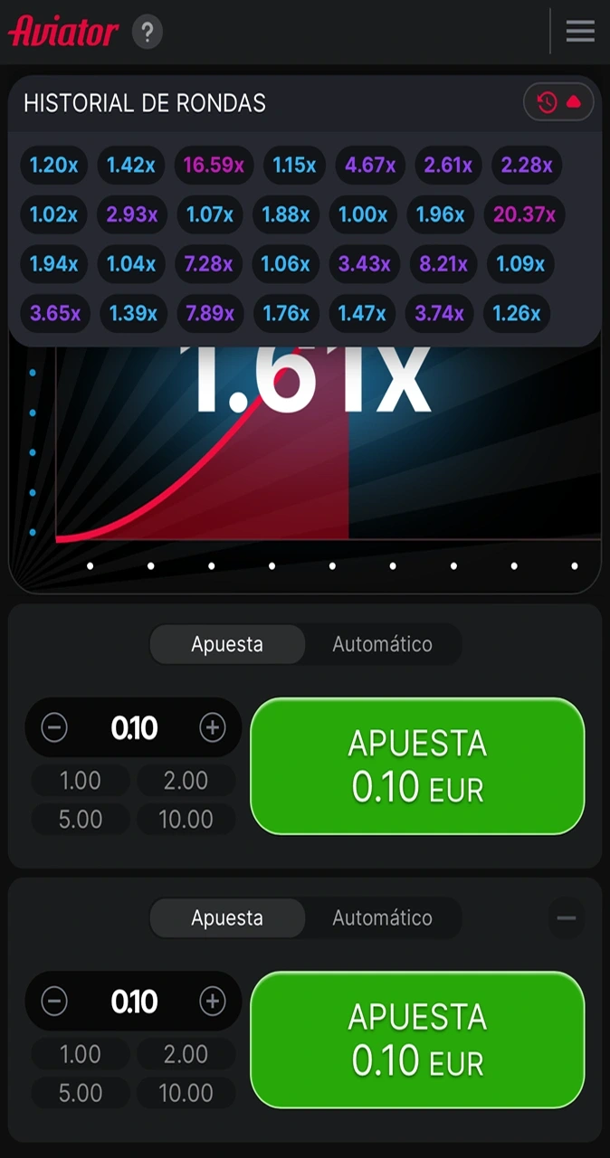 Locowin le permite familiarizarse con la historia de las rondas del juego Aviator.