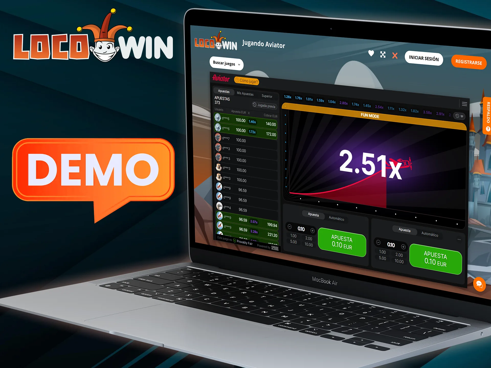 El mod de demostración del juego Aviator en Locowin te permitirá perfeccionar tus habilidades.