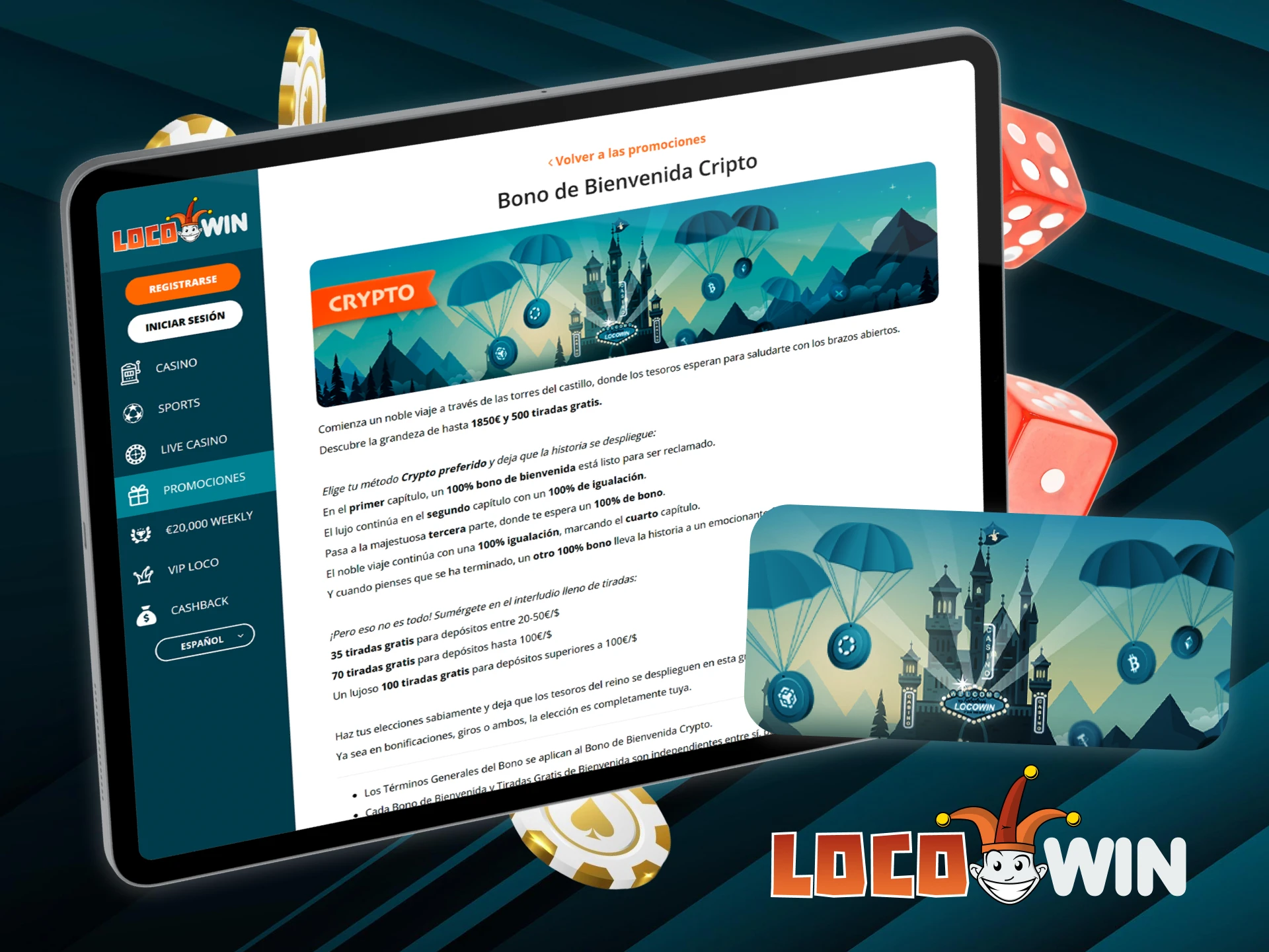 bono de bienvenida cripto en Locowin Casino