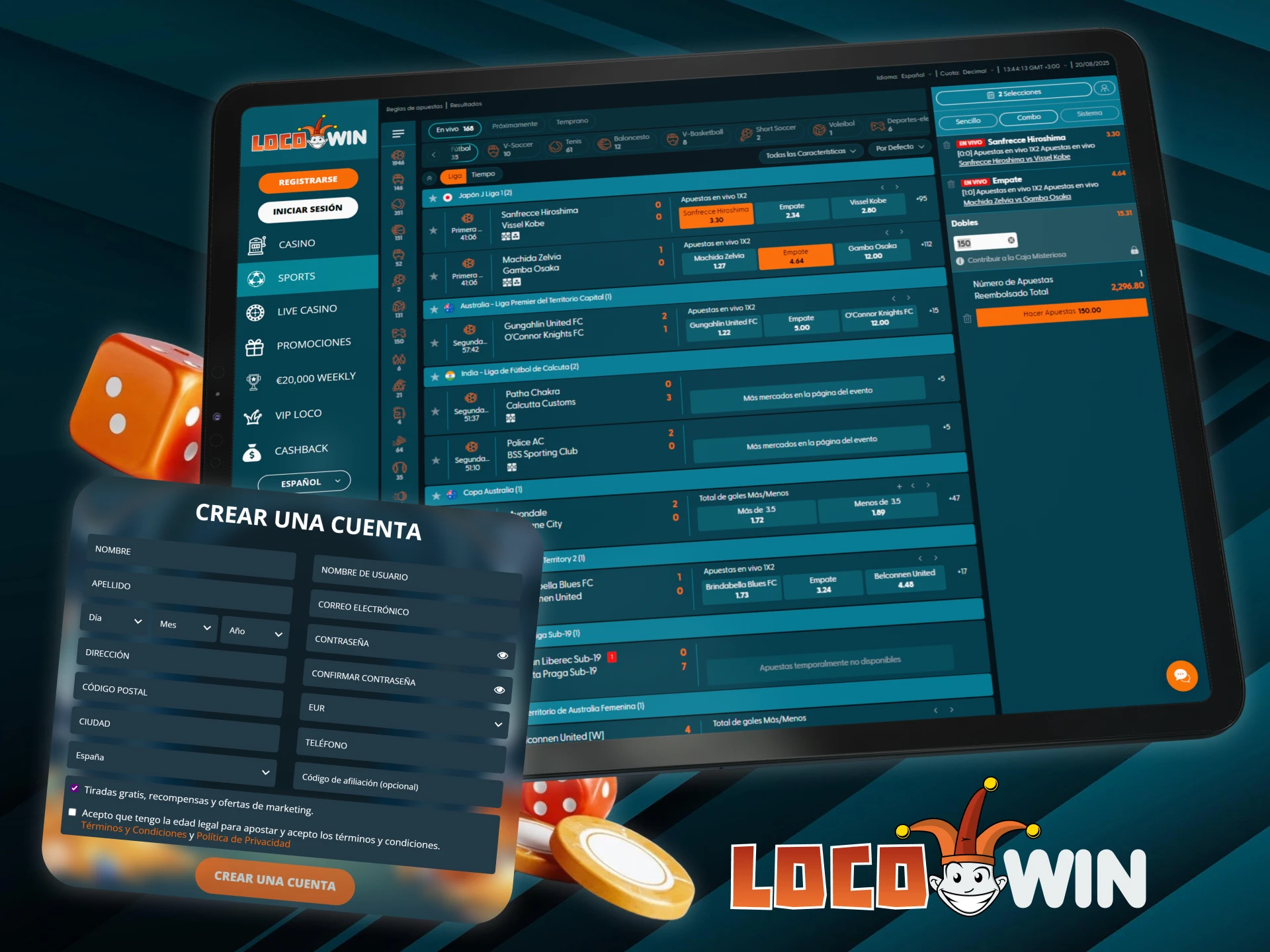 Empieza a apostar hoy mismo en tus deportes favoritos en la página web oficial de Locowin.