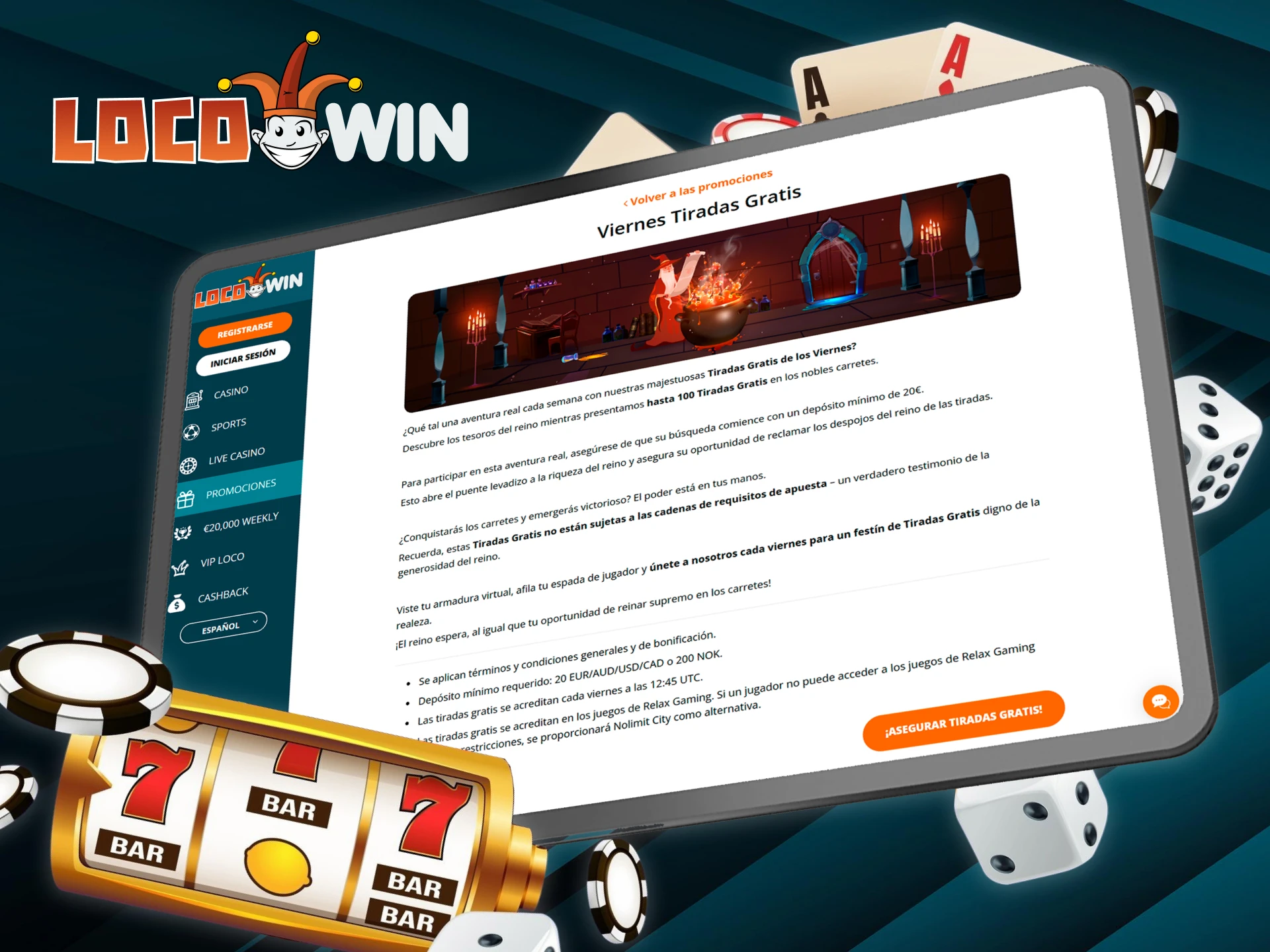 Consigue hasta 100 tiradas gratis cada viernes en Locowin Casino.