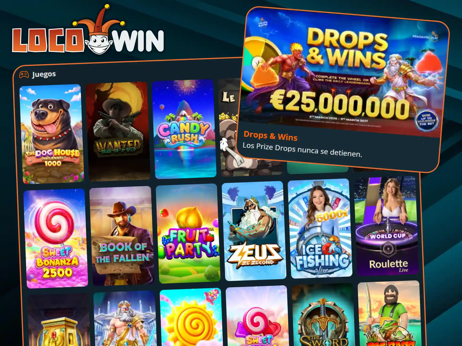 Consigue la oportunidad de ganar premios extra participando en la promoción Drops & Wins de LocoWin.