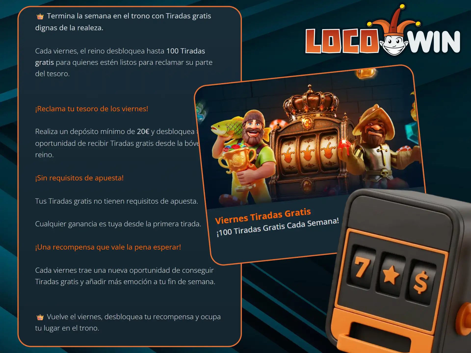 Todos los viernes puedes conseguir tiradas gratis en LocoWin.