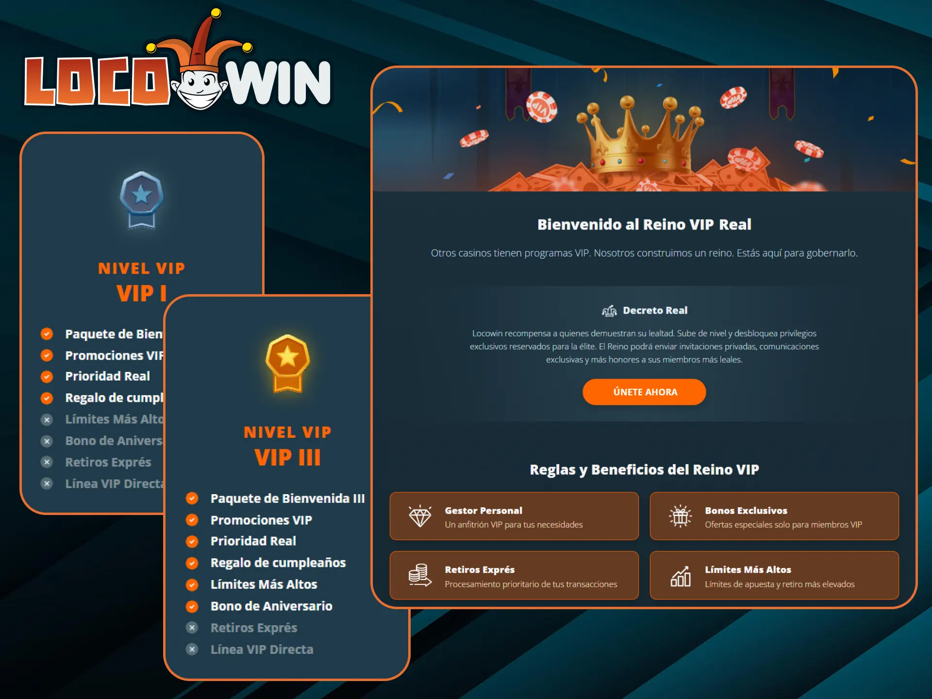 Suba de categoría al Club VIP de LocoWin y reciba todo tipo de bonificaciones y servicios exclusivos.