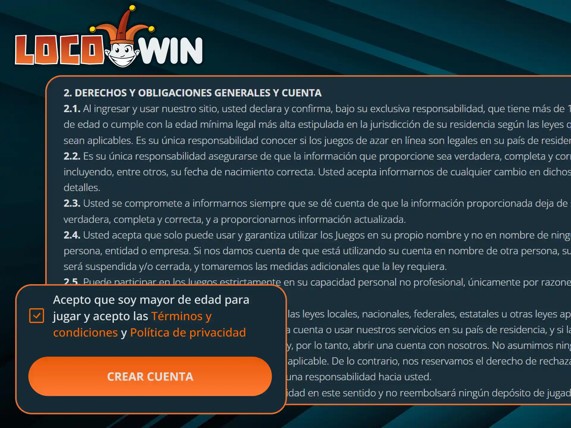 Familiarícese con los requisitos de registro de LocoWin.
