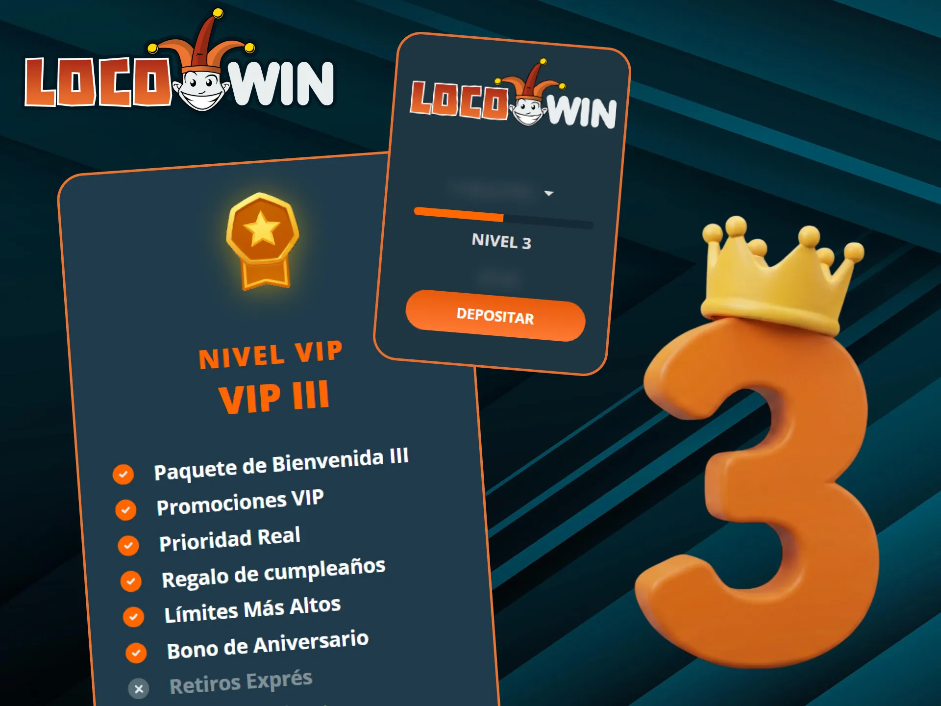 Reciba dos bonos especiales en el tercer nivel del programa VIP de LocoWin.